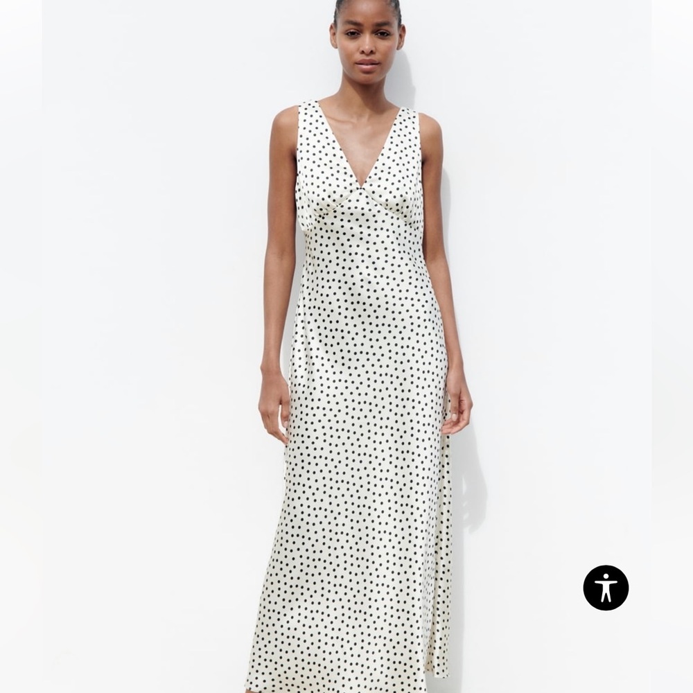 Women Zara POLKA DOT CAMISOLE DRESS